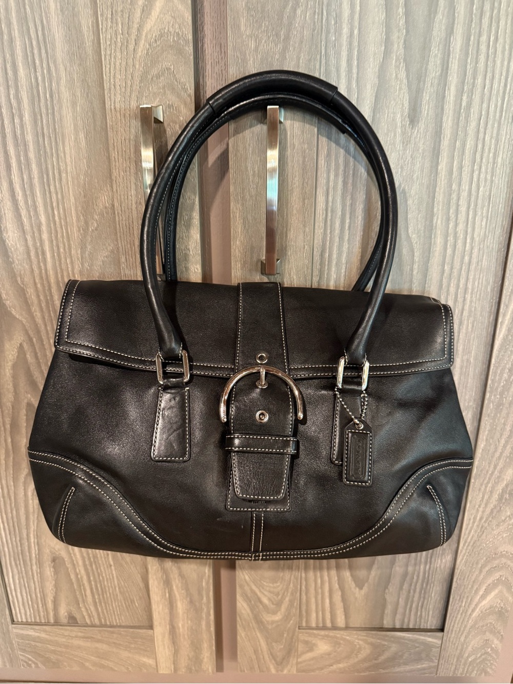 Vintage Black Leather Coach Soho Hampton Shoulder Bag